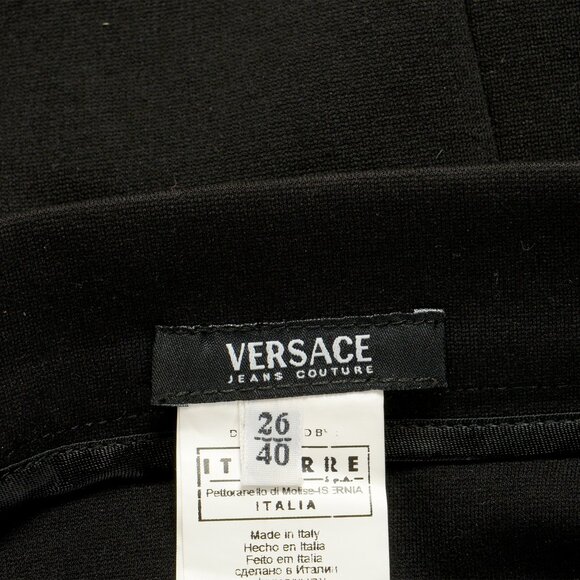 Versace Jeans Couture Women's Black Flat Front Straight Leg Pants US 26 IT 40 - Picture 4 of 4